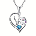 Collana con Ciondolo Donna con Cavallo in Argento e Zircone Blu