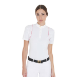 Equestro Polo Donna Slim Fit a Maniche Corte da Concorso con Bottoni