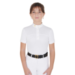 Equestro Polo da Concorso Slim Fit da Bambina in Tessuto Traforato