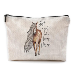 Pochette portaoggetti, custodia per trucchi "Just a Girl Who Loves Horses" - 18 x 23 cm